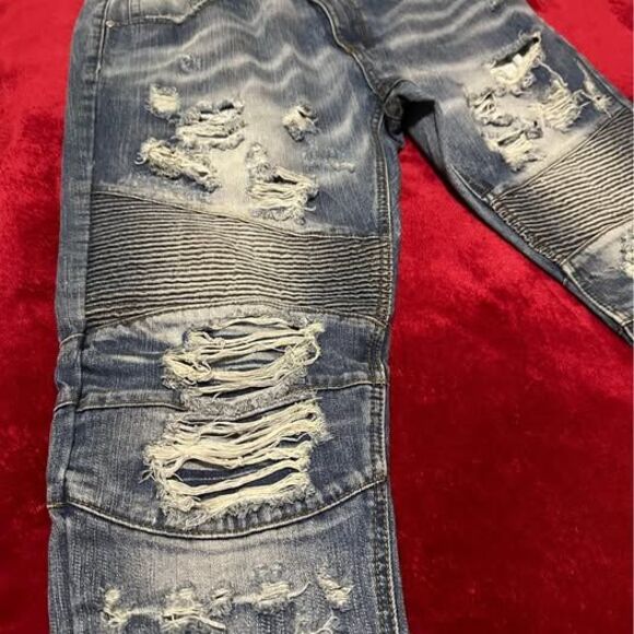Heritage America Men’s Destruction Denim Jeans - Picture 4 of 8